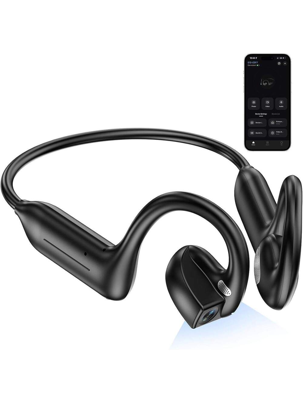 BEARTAIN E12 Bone Conduction Headphones with Camera, Bluetooth, IP54 Waterproof